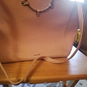 Blush colored tote style handbag